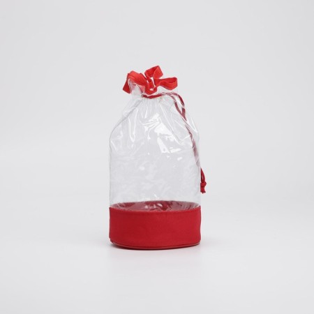 Cosmetic bag on the cord, the color is red/transparent-1