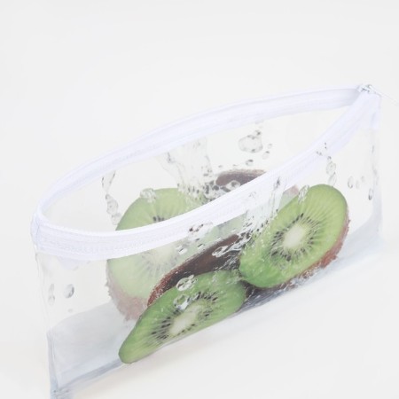 Cosmetic bag-penete on zipper, PVC, white color-2