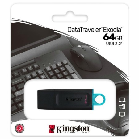 USB flash drive 64 GB Kingston DT Exodia Black DTX / 64GB / USB 3.2 / turquoise ring