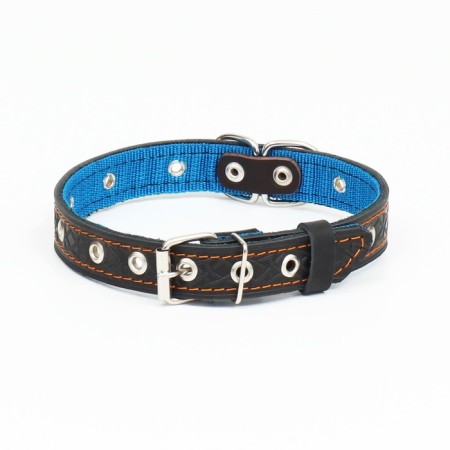 Collar leather reinforced with a kapron with a half-ring, 55 x 2.5 cm, Osh 27-53 cm, black-1