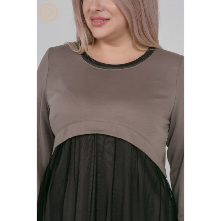 Women's tunic, size 56, brown color-5