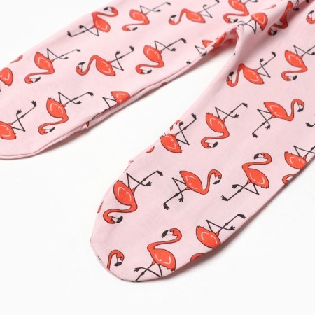 Sliders on a wide elastic band, peach/flamingos color, height 68 cm-2