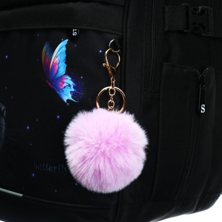 Youth backpack, 40 x 28 x 18 cm, ergonomic back, stavia "cat with a butterfly", black-8