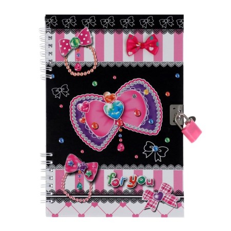Notebook Gift Book on a lock, A5, 50 sheets, line, Bows, mix-3