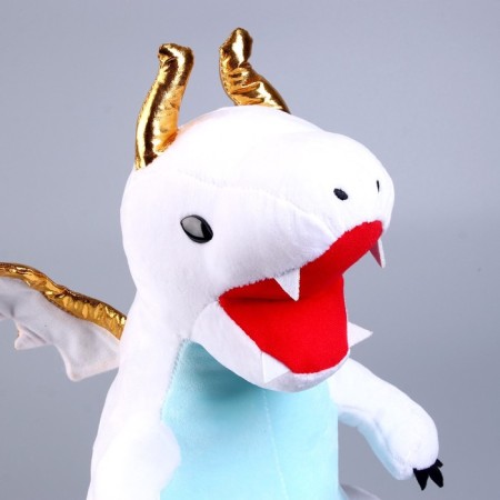 Soft toy "Dragon", with golden wings, 45 cm, white color-3