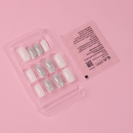 Zebra overhead nails, 24 pcs, with glue plates, soft square shape, white/silver color-1