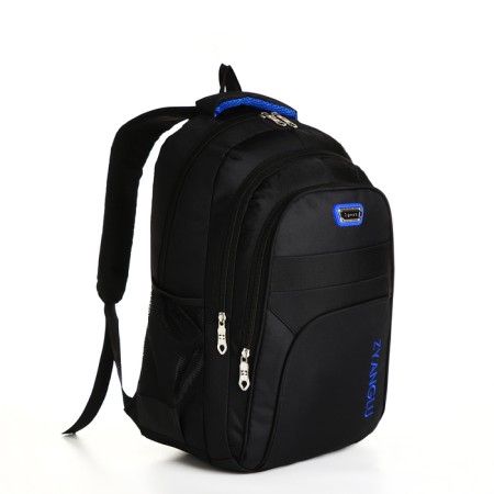 Youth backpack on a zipper, 4 pockets, black/blue color-2