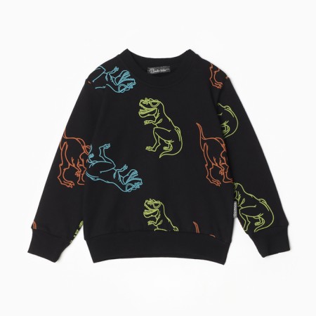 Sweatshirt for a boy, black/dino color, height 122 cm