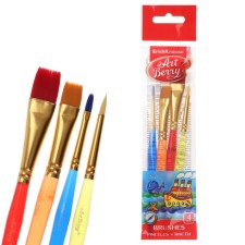 A set of brushes, ponies and bristles, 4 pieces, Erichkrause Basic for watercolors and gouache, Europrops