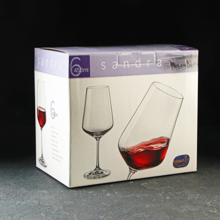 A set of glasses for the wine Bohemia Crystal "Sandra", 450 ml, 6 pcs, red red color-2