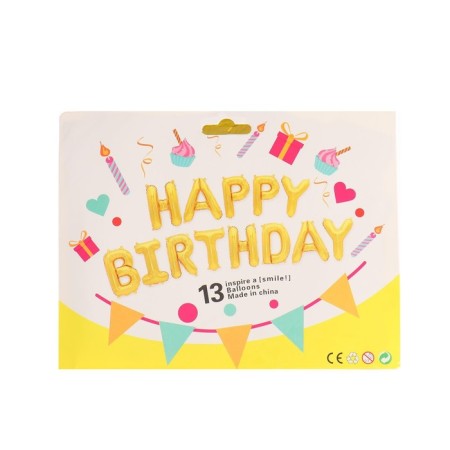 Foil ball 16 "Happy Birthday", capital letters, gold color-4