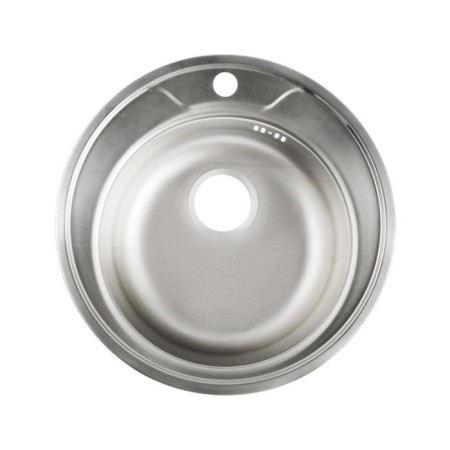 Kitchen sink "Vladiks", cut, with siphon, d = 49 cm, stainless steel 0.6 mm, decor