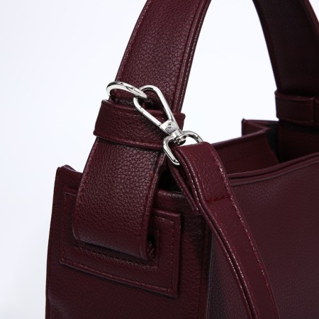 TEXTURA bag on the zipper, small size, burgundy color-5