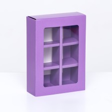 Коробка для конфет 6 шт, сиреневый, 13,7 х 9,85 х 3,86 см