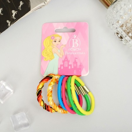 Hair gum "Grandient" (set of 6 pcs) overflow, 4.5 cm, mix