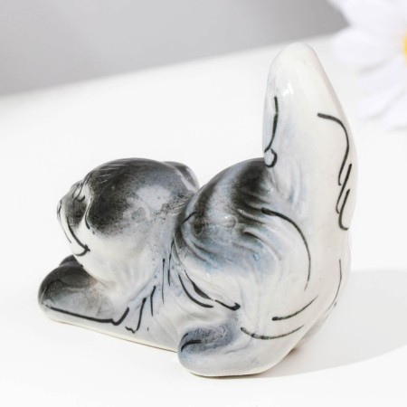 Souvenir "cat", sedentary, striped dark, gzhel-1