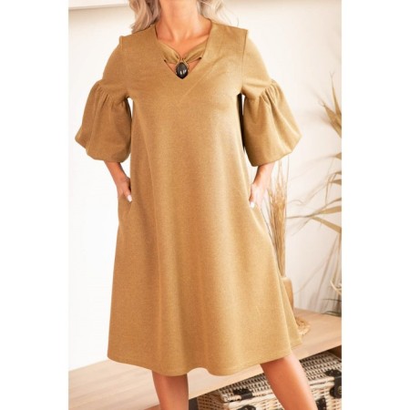 Female dress, size 46, mustard color-4