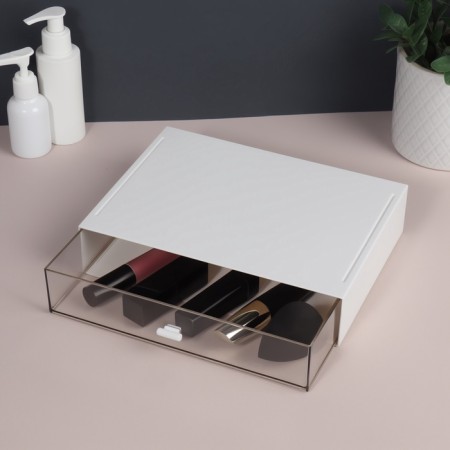 Organizer for storage "BASIC", 1 section, 23 × 17 × 5 cm, white/transparent color-1