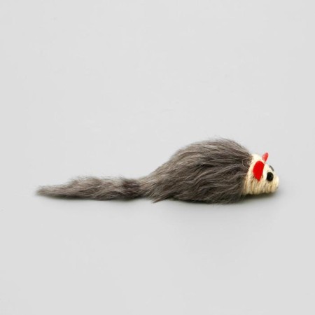 A toy for cats "Gray Mouse" with a muzzle of sisal, 8 cm-1