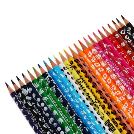 Pencils 24 colors "Zoo" Kalyaka-Malyak, trihedral, with print on the case, tree-2