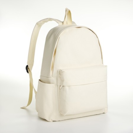 Young backpack from textiles with a zipper, 4 pockets, milk color-2