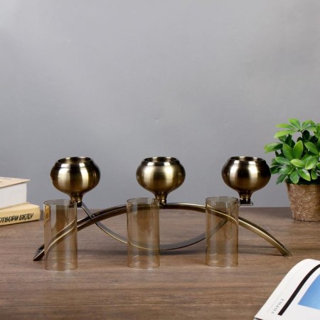 Climber Metal 3 Candles "Elegance" under the brass 15x42.5x8 cm-4