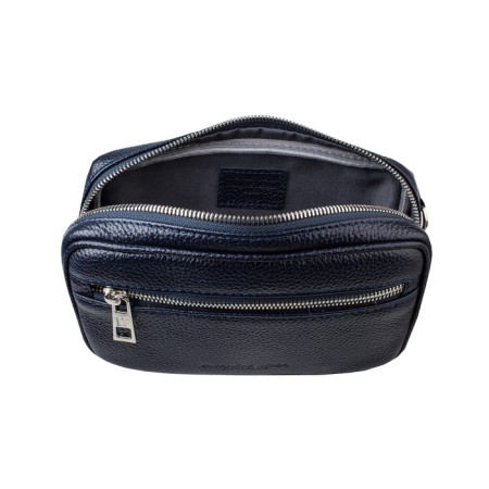 Waist bag, 2 parts on a zipper, adjustable belt, blue color-2