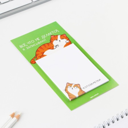 Block of paper for recording on the magnet "Cat", size 9.5 cm x 18 cm, 30 sheets.-2