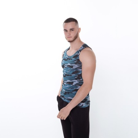 T -shirt male, blue color/camouflage, size 48-2
