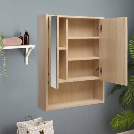Bathroom mirror "Valencia 55", the oak tree is light, 55 x 75 x 17 cm-1