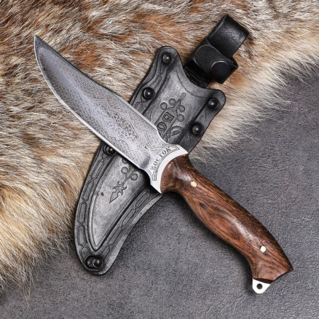 Caucasian knife, tourist "east" with scabbard, steel - 40x13, handle - nut, 14 cm-5