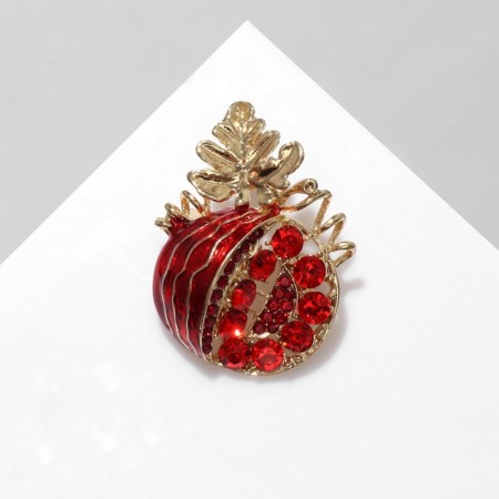Brooch "Pomegranate" in section, red color in gold-2