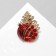 Brooch "Pomegranate" in section, red color in gold