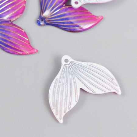 Decor for creativity plastic "Tail of a mermaid with golden lines" purple 3x2.4 cm-1