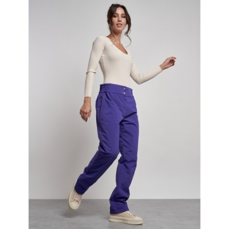 Warmed female trousers, size 50, purple color-12