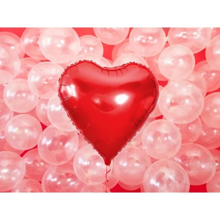 Foil ball 32 "heart" without a pattern, metal, red color-1