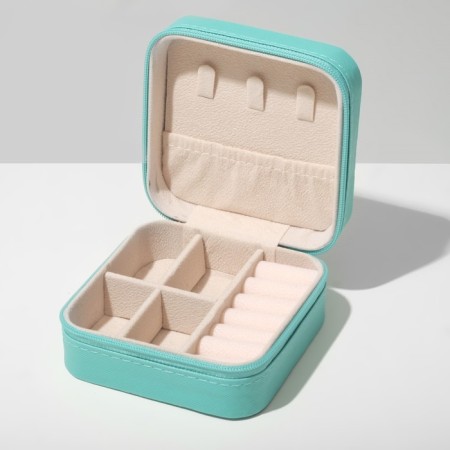 Organizer for storage of jewelry "Portable box", 10.5 × 10.5 × 5 cm, blue color-1