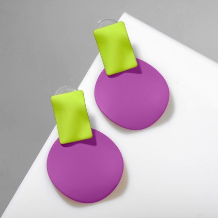 Earrings Metal "brightness" geometry, color-raspberry color-1