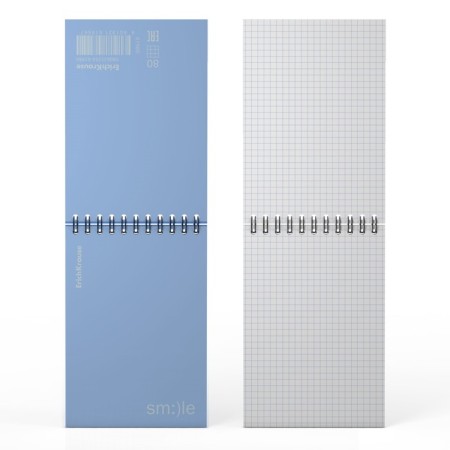 Notepad for spirals A6 80 sheets, cage, Erichkrause, "Symbol" Plastic Cover Silkography, Bloc Offset Beliac 100% Blue-3