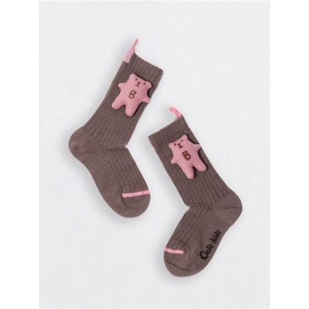Extended children's socks in a rumor with a decorative toy Contse Kids Tip-Top, size 14, Coffee color-1