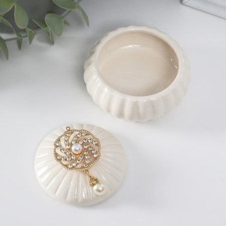 Coramics Coramics "Flower Spiral" with pearls 8.5x8.5x6 cm-1