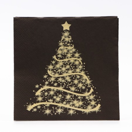 New Year's napkins Paper Home Classic "Magic spruce on black", 3 layers, 33x33 cm, 20 pcs-1