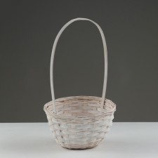 Wicker basket, 20 x 11/35 cm, white, bamboo