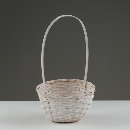 Wicker basket, 20 x 11/35 cm, white, bamboo