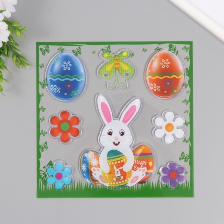 Silicon sticker on glass "Easter rabbit" 19.5x19.5 cm 7882176
