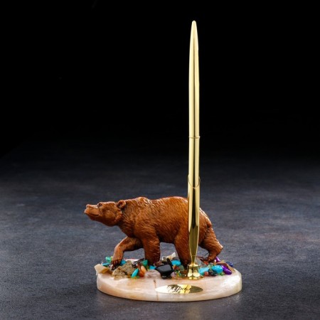 Souvenir with a handle "Bear", Selenite, Minerals 12x7 cm