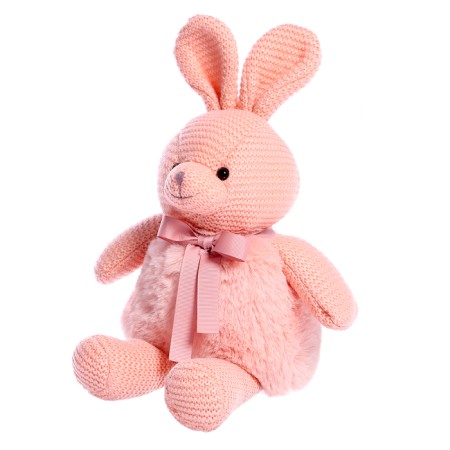 Soft toy "Knitted bunny", pink color, 38 cm-4