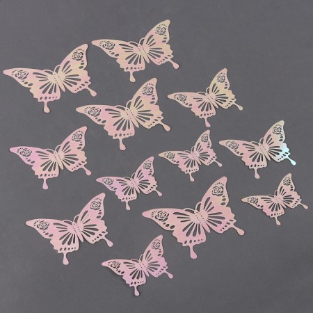 Set for decorating "Butterflies", set 12 pcs, color pearl white-1