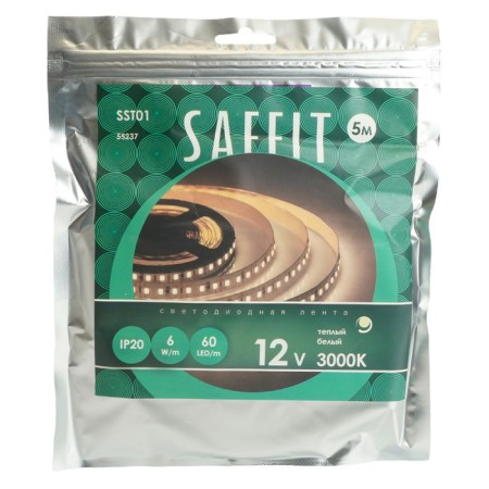 SAFFIT LED strip, 5 m, SMD2835, 60 LED/m, 6 W/m, 12V, glow warm white-2