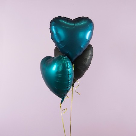 Foil ball 18 "Emerald satin", heart-1